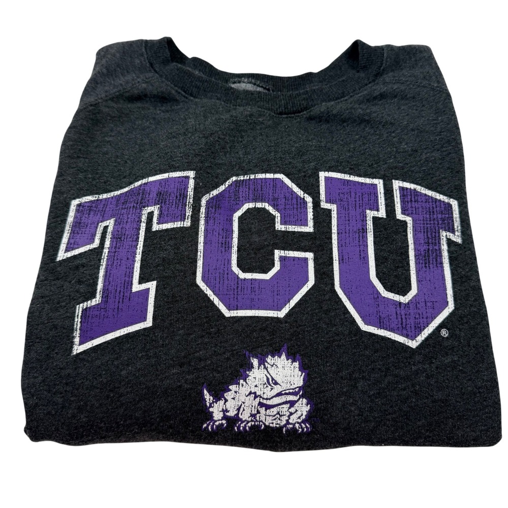 TCU Horned Frogs Sweatshirt Mens XL Charcoal‎ Gray Excellent Raglan Pullover